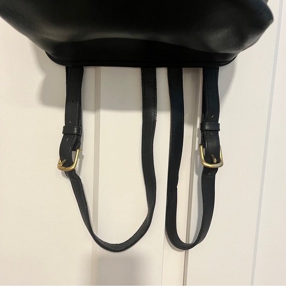 Coach Vintage Black Leather Drawstring Backpack 9791 - Picture 4 of 15